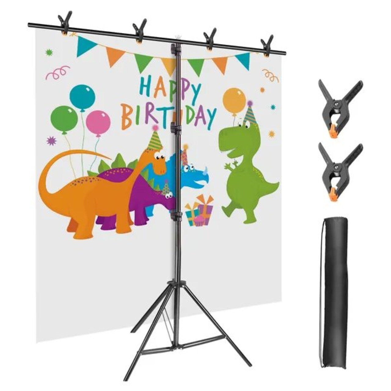 6.5×8.5FT T-Shape Backdrop Stand – Adjustable Photography Background Stand with Clamps & Carry Bag